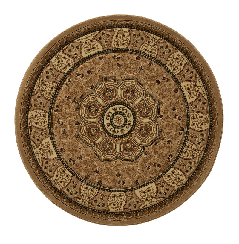 Tapis Rond Oriental Beige en polypropylène HERITAGE