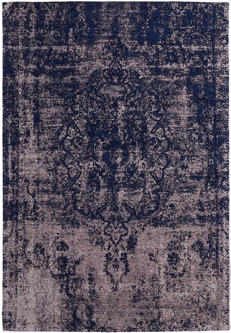 Tapis Rétro-Vintage Bleu kilim fait main MEDAILLON