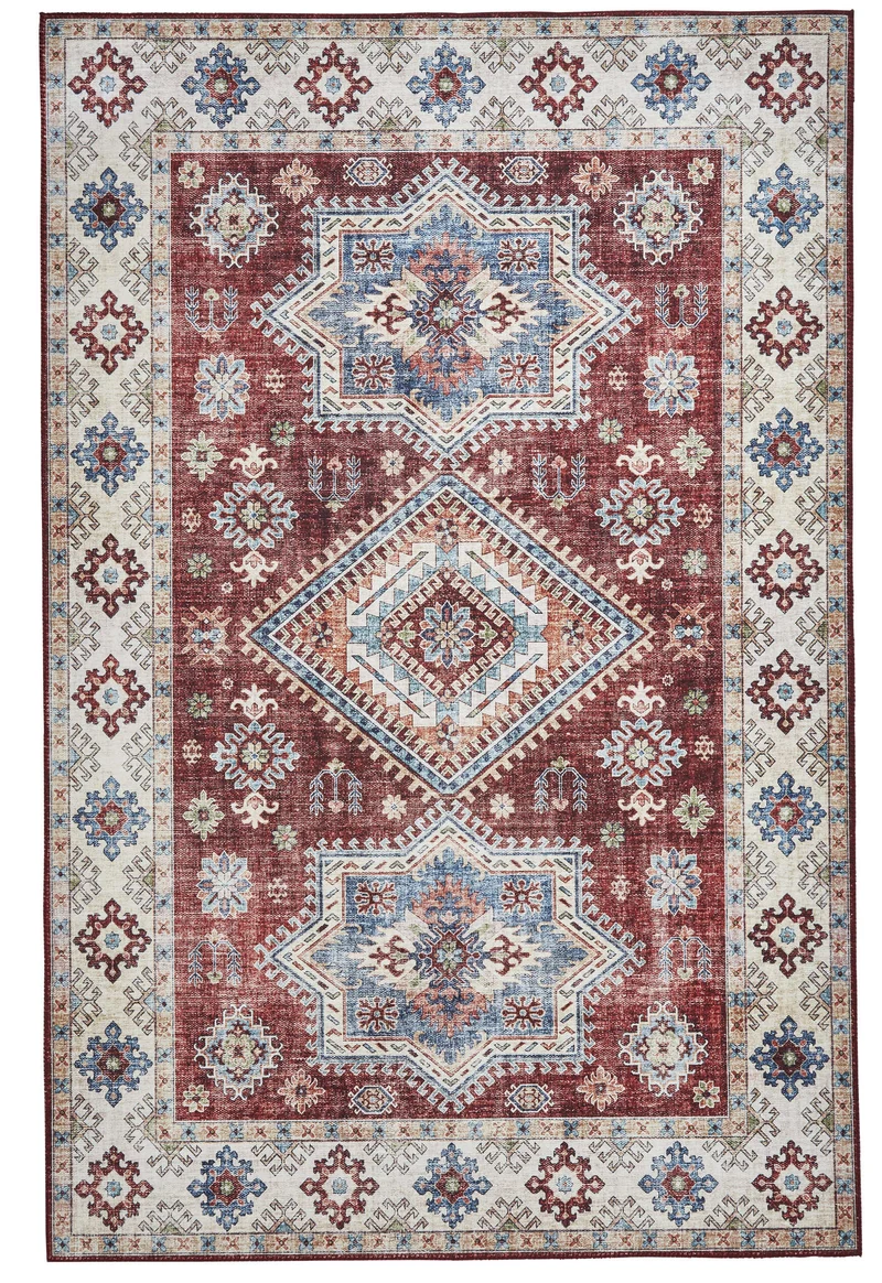 Tapis Rouge traditionnel kilim pour salon et couloir TOPAZ