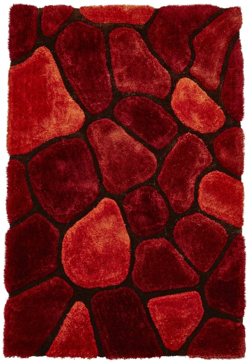 Tapis rouge rouille shaggy graphique NOBLE HOUSE NH5858