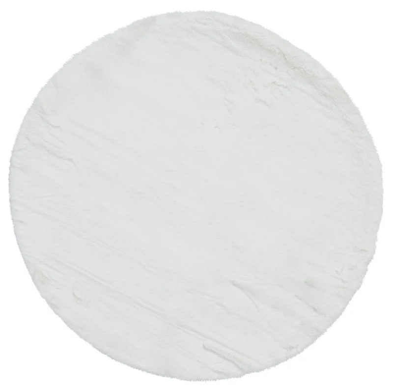 Tapis Rond Shaggy Blanc en polyester TEDDY