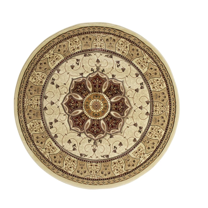 Tapis Rond Oriental Rouge et Beige HERITAGE