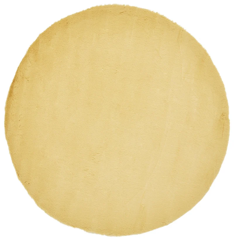 Tapis Rond Shaggy Jaune en polyester TEDDY