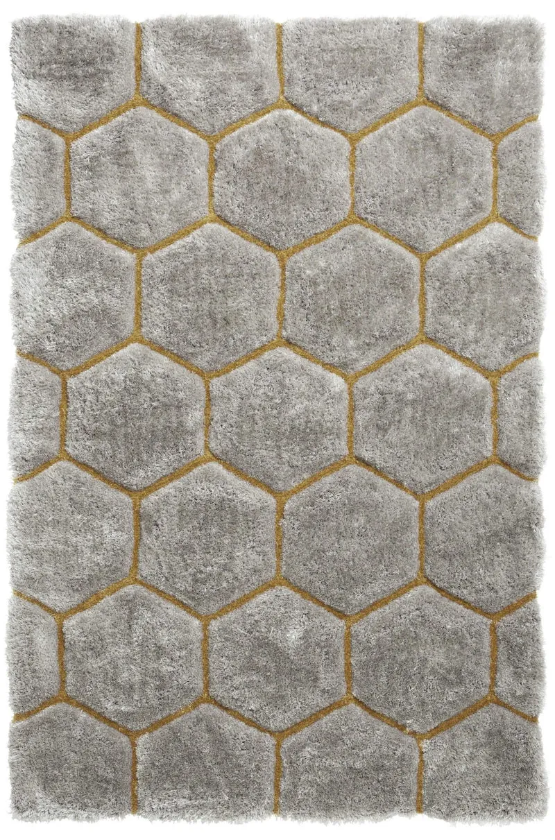 Tapis Moderne Gris et jaune Shaggy NOBLE HOUSE NH30782