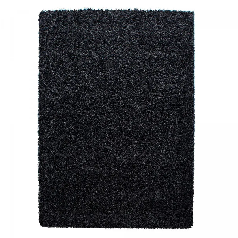 Tapis Shaggy Noir Li en Polypropylène 100x200 cm – Royaume du Tapis