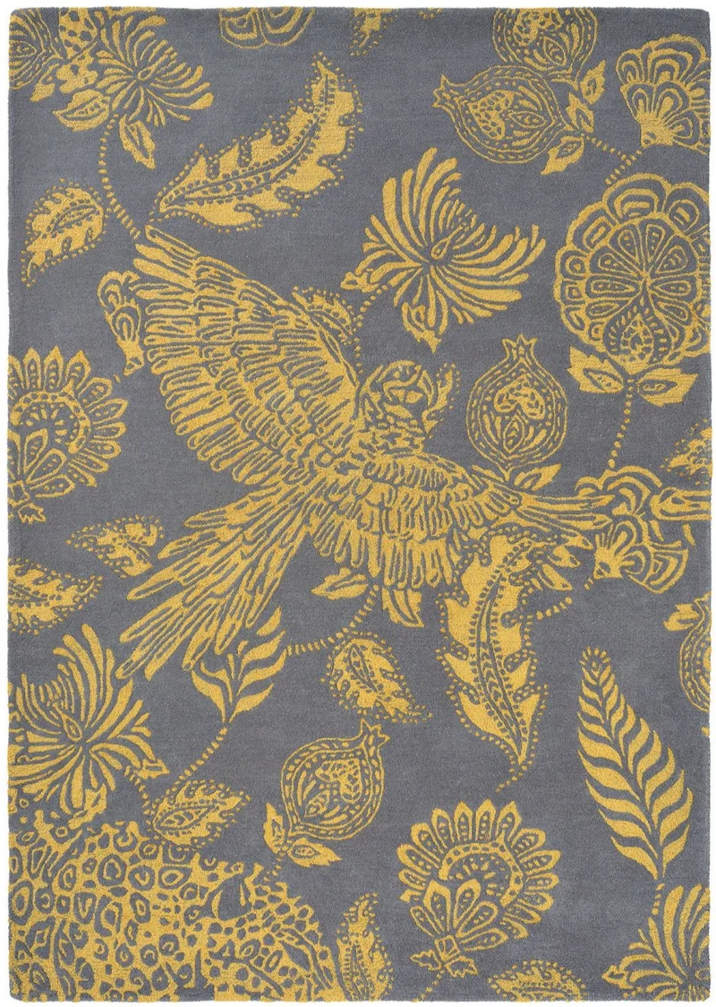 Tapis Floral Jaune en Laine tufté main LORAN