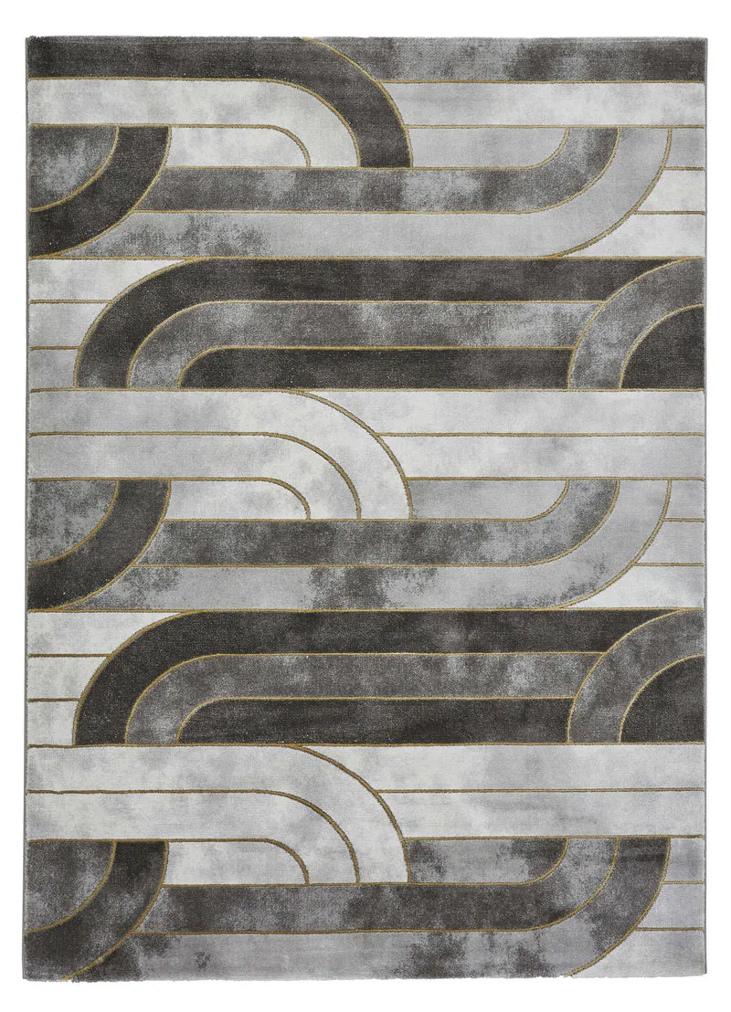 Tapis de Salon Gris et Or Graphique Craft 23430