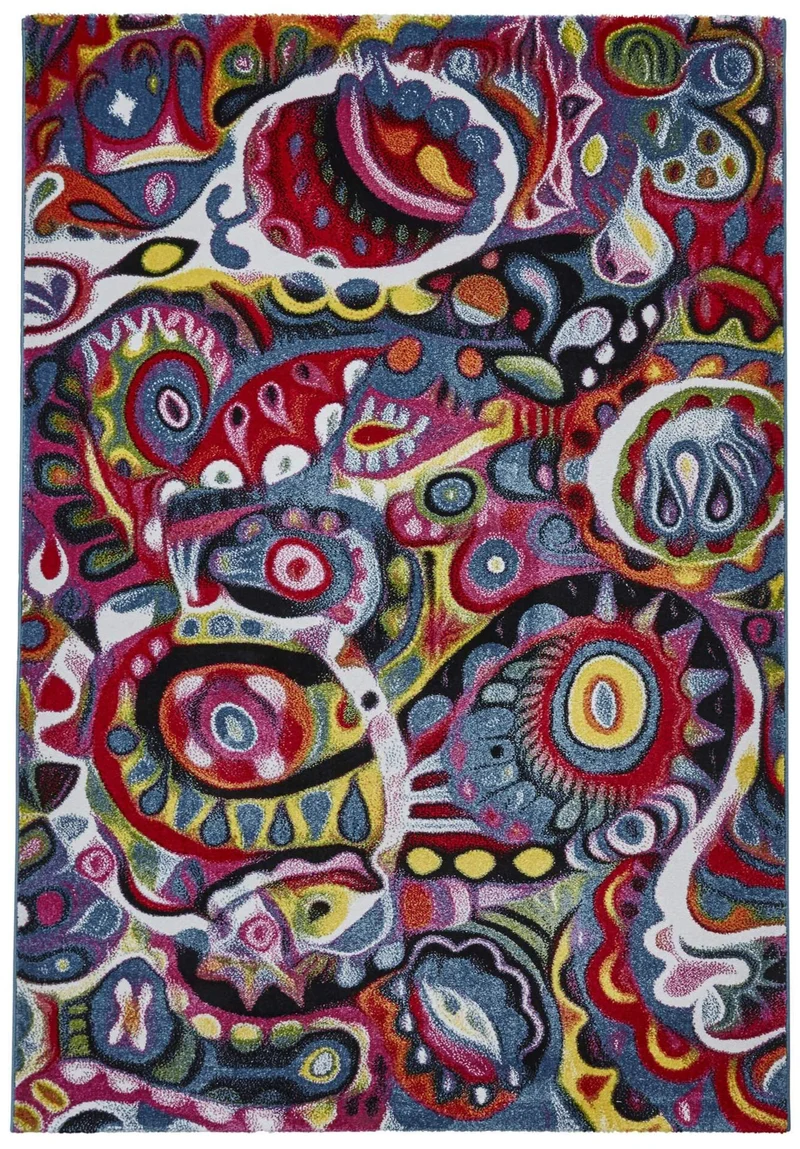 Tapis de salon dessin abstrait multicolore SUNRISE Y583A
