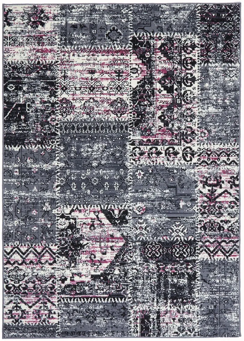 Tapis de Salon Ethnique Violet PATCHWORK