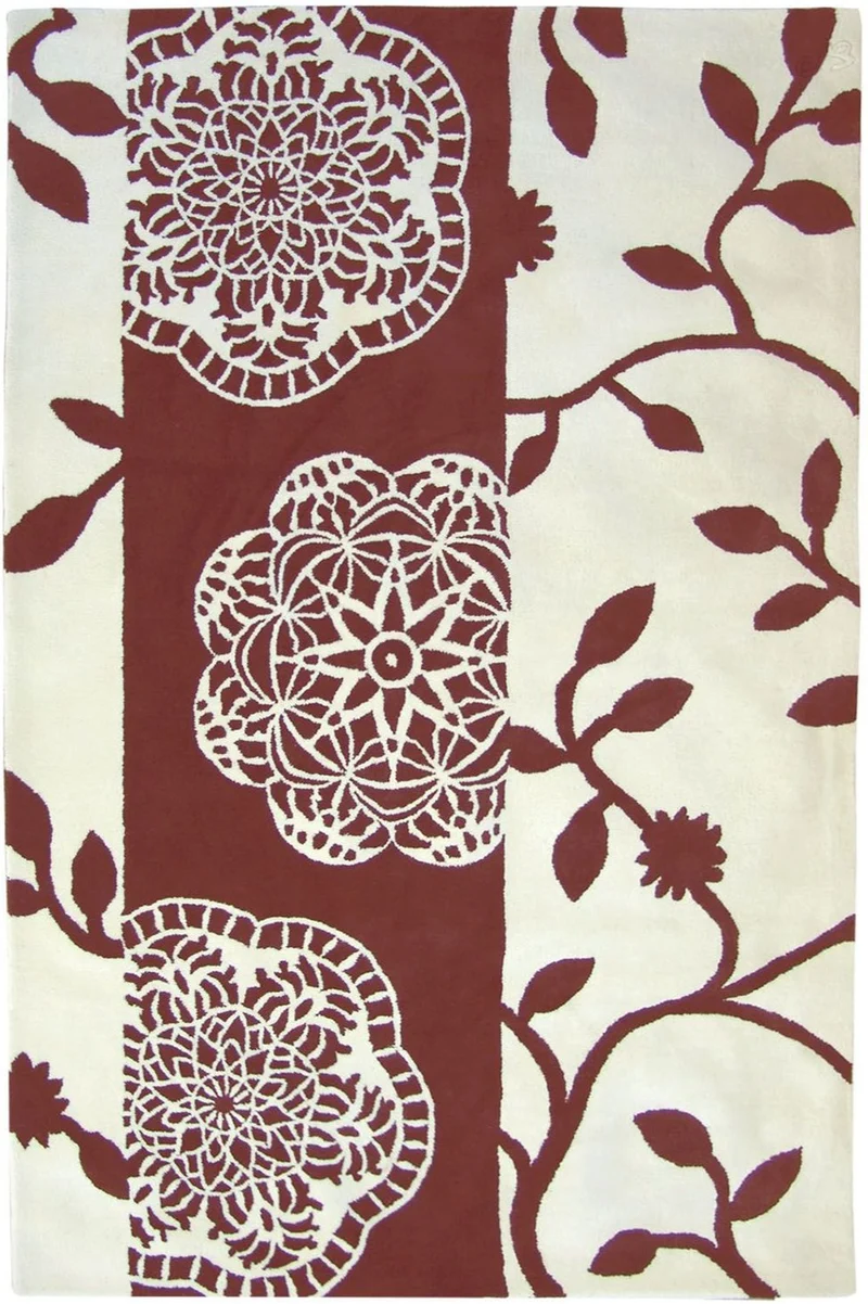 Tapis de Salon Floral Marron en Laine tufté main CAMINO