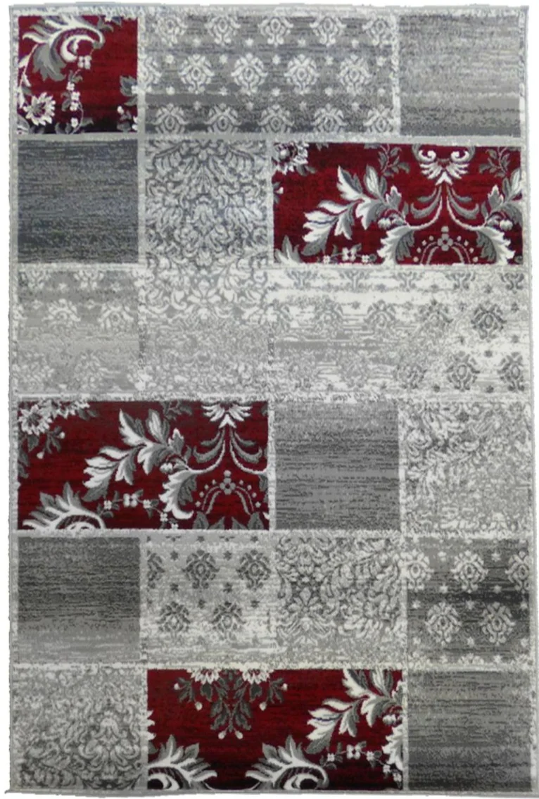 Tapis de Salon Design Floral Gris GEORIEN