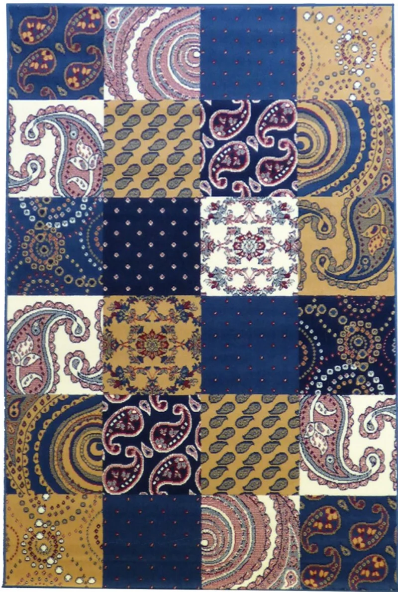 Tapis de Salon Bleu Rétro Vintage FOURSEASON