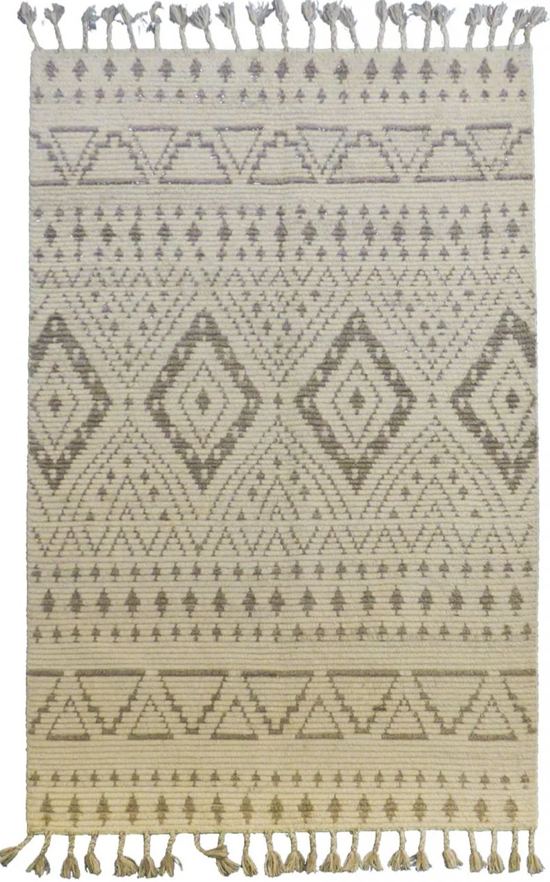 Tapis de Salon Berbère Beige en Laine PREMIUM