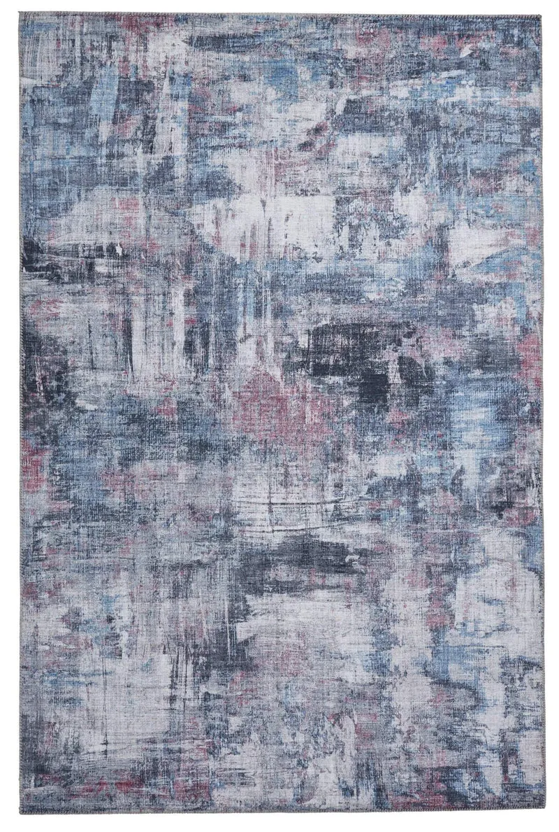 Tapis Design abstrait rose et bleu en polyester RIO