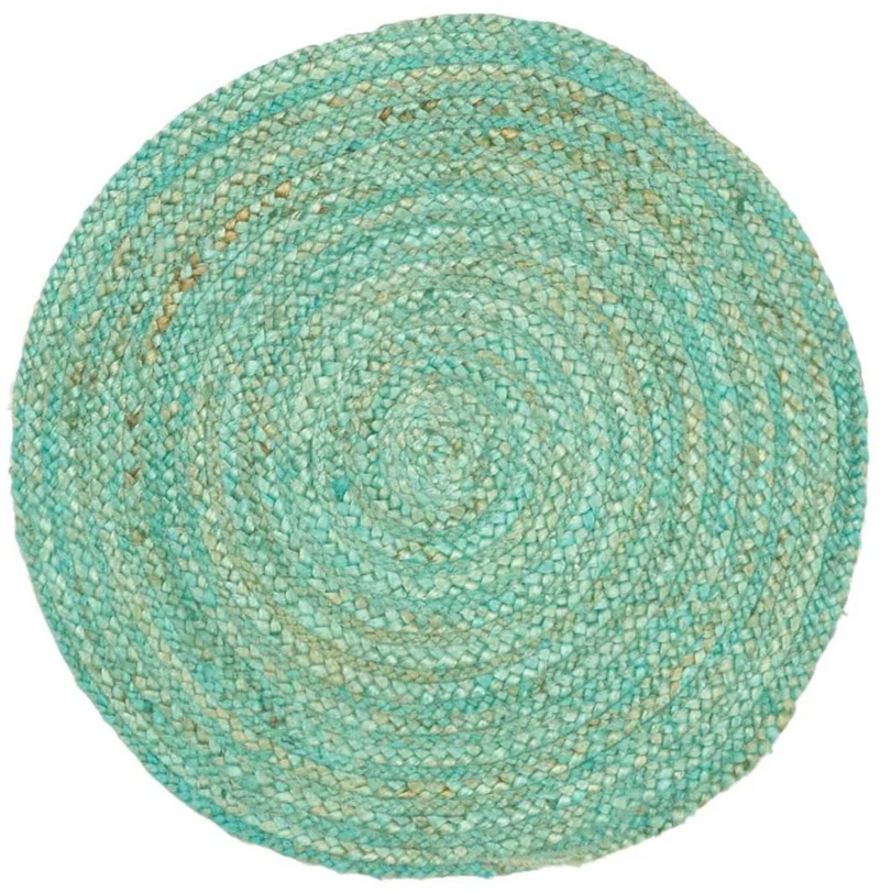 Tapis Rond Turquoise kilim tissé main en Jute JT SUNNY DAY