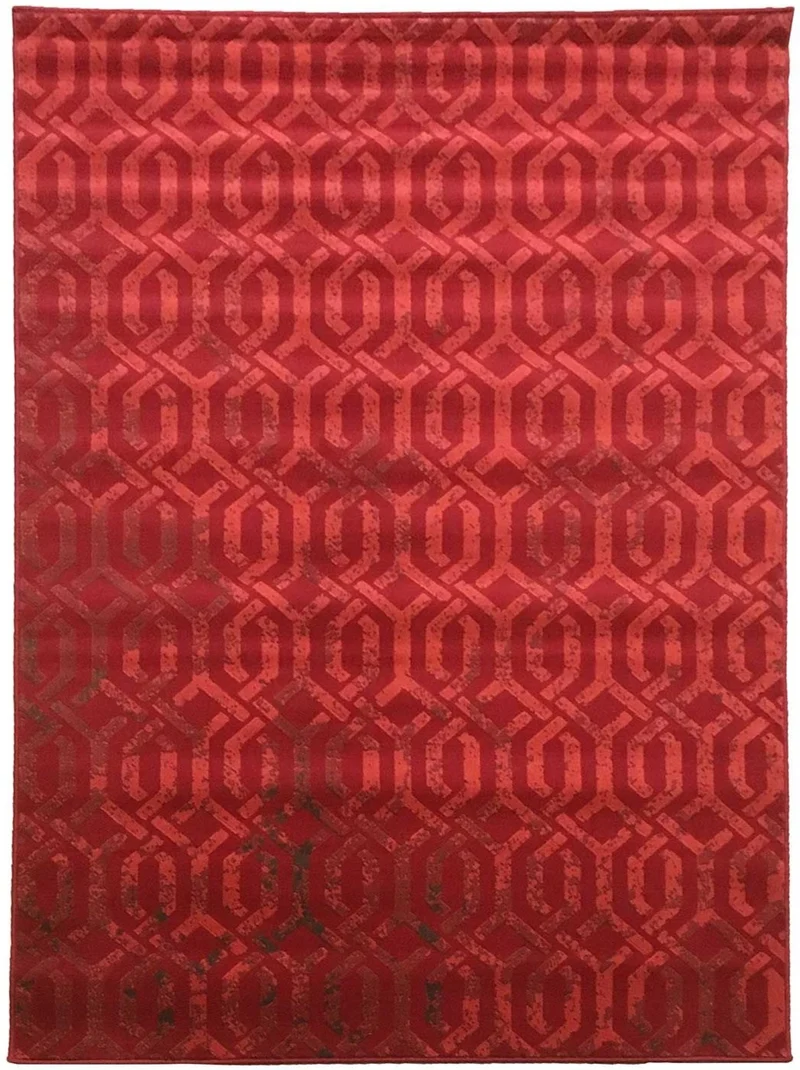 Tapis de Salon Rouge Graphique CHAINE