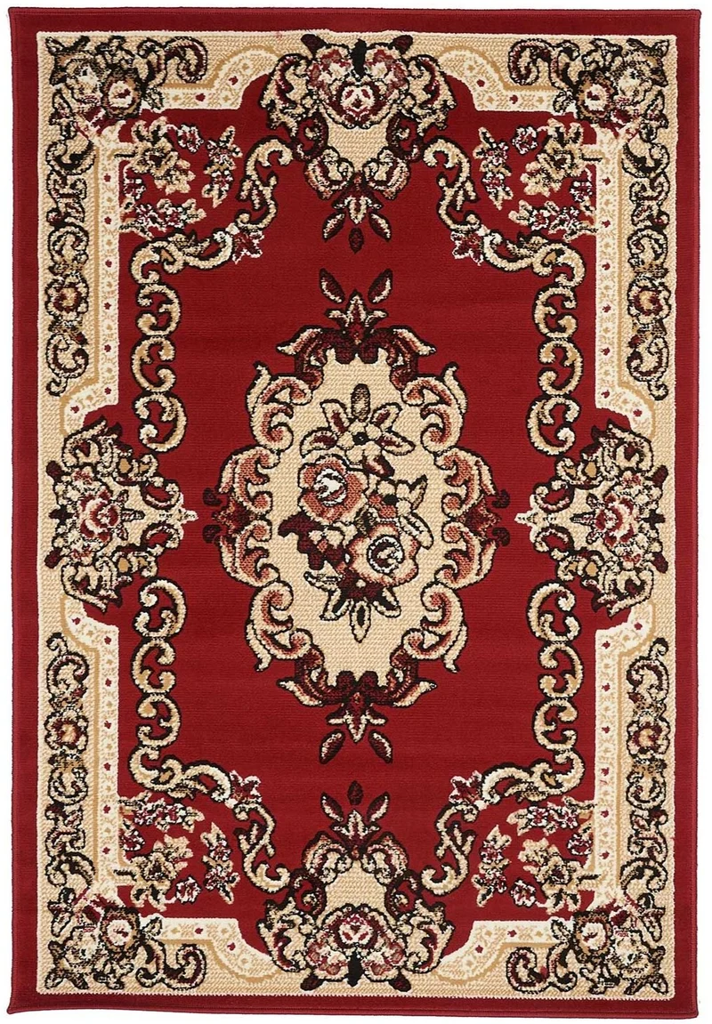 Tapis de Salon Rouge Oriental AUBUSSON