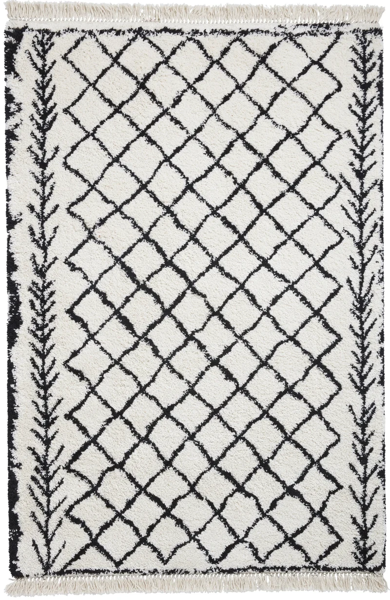 Tapis Berbère Blanc type Shaggy BOHO 7043