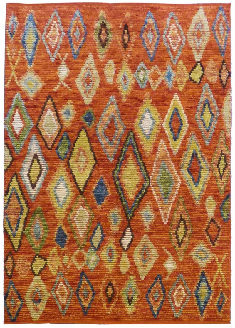 Tapis Berbère Orange en Laine noué main PREMIUM 3