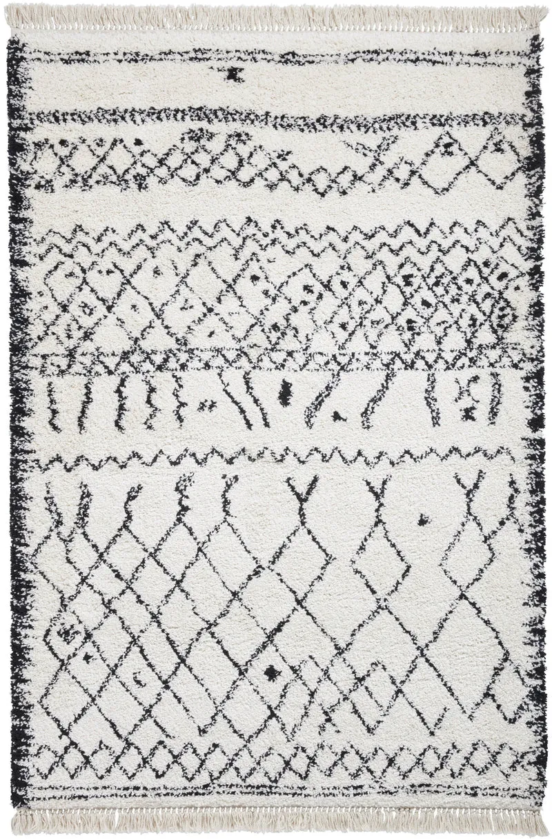 Tapis Berbère Blanc Shaggy BOHO 5402