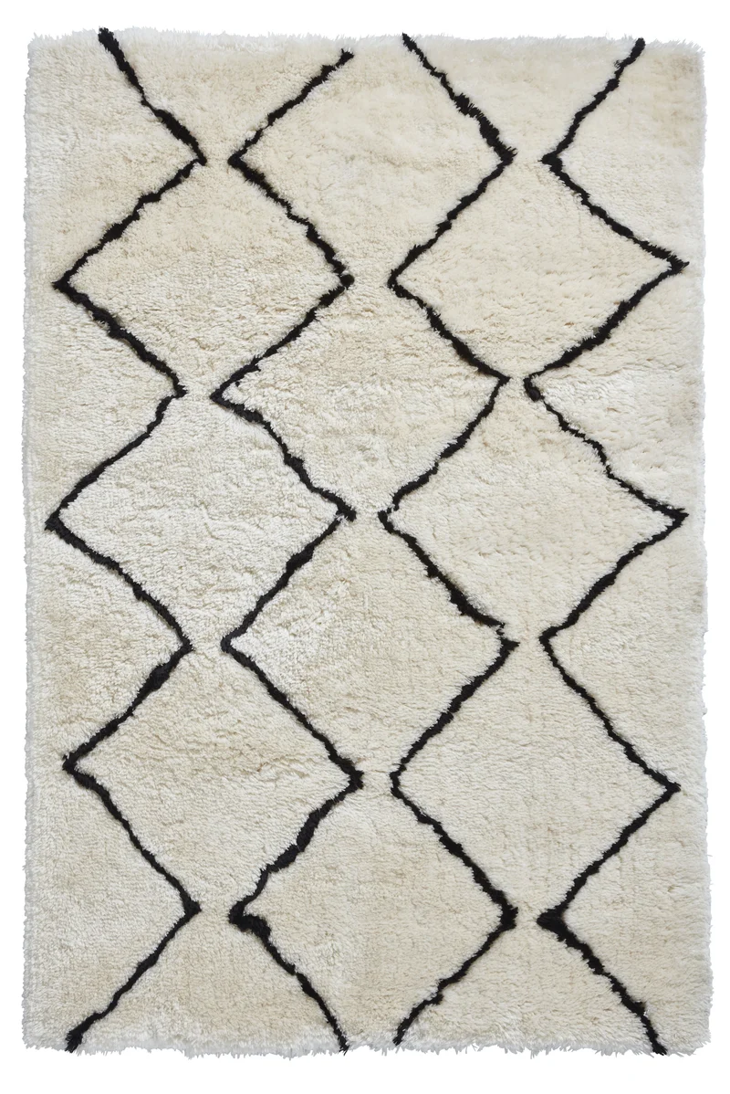 Tapis berbère blanc ivoire style shaggy MOROCCO 3742