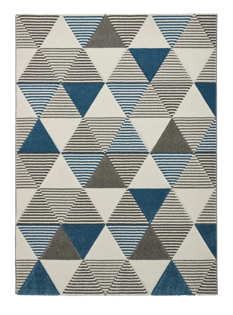 Tapis Bleu Graphique Moderne Brooklyn BRK15