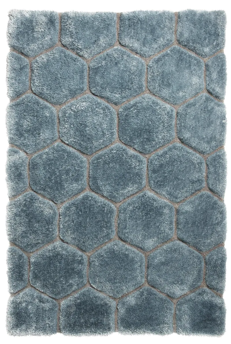 Tapis Bleu shaggy design moderne tufté main NOBLE HOUSE