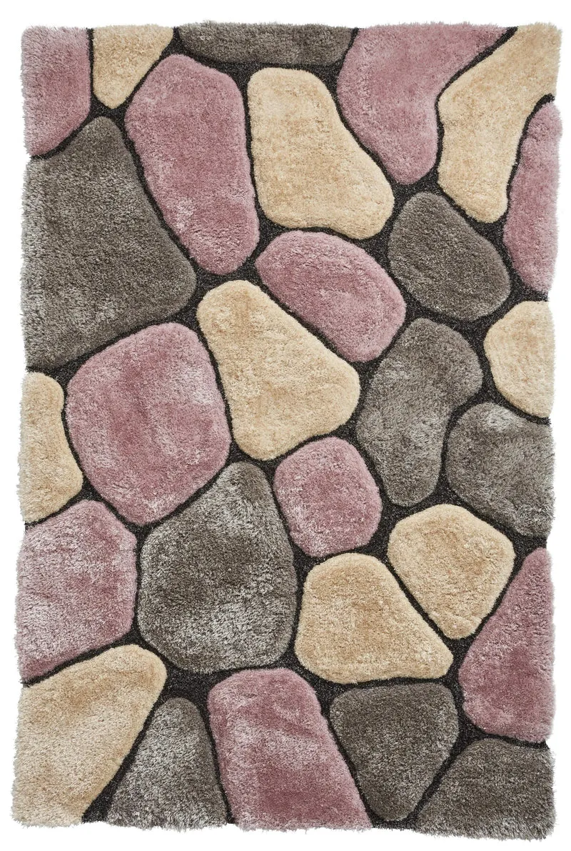 Tapis Acrylique fait main rose et gris graphique NOBLE HOUSE