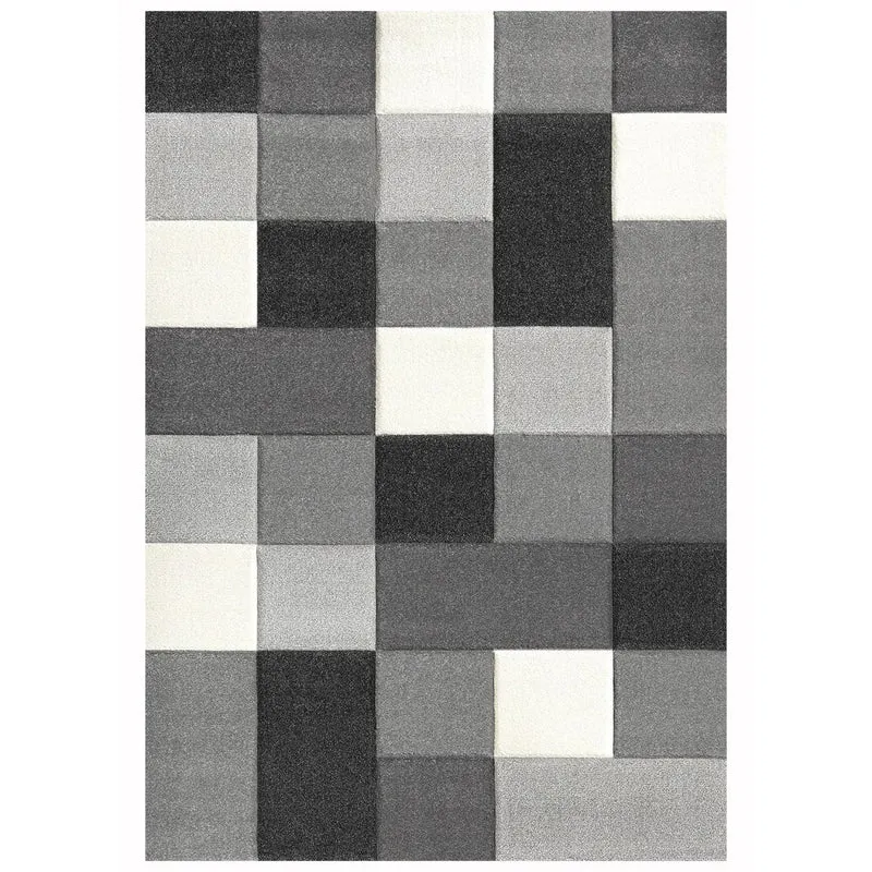 Tapis Gris Motif Damier 120x170 cm – Royaume du Tapis