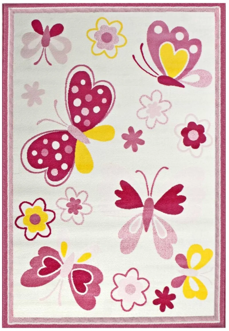 Tapis de Chambre Rose pour Enfant PAPILLON