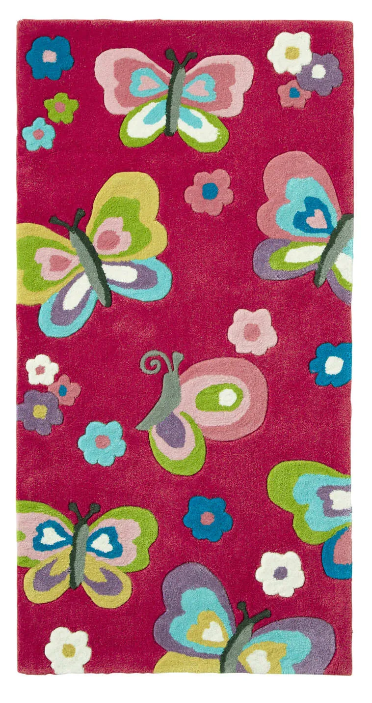 Tapis de Chambre enfant rose papillons HONG KONG