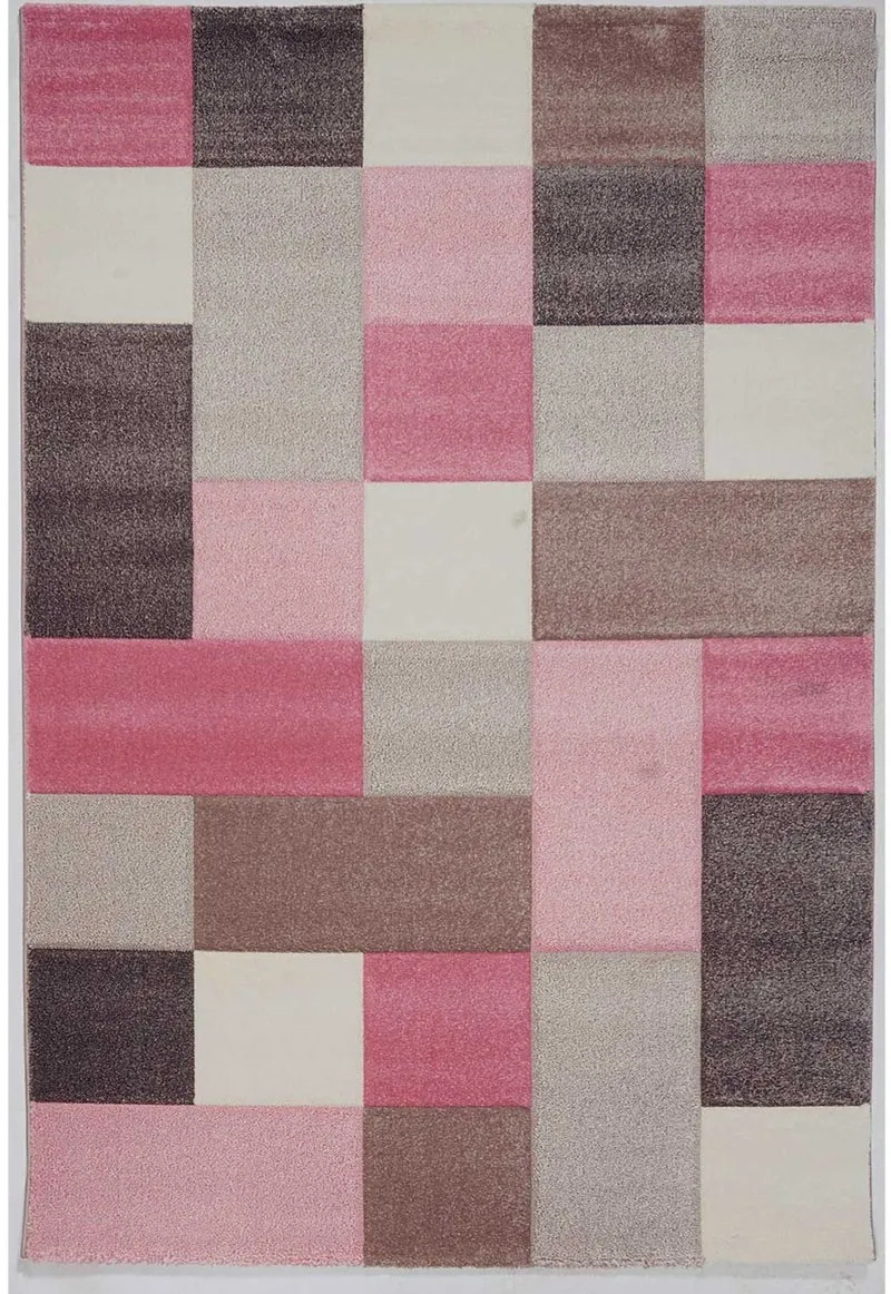 Tapis de Chambre Enfant Rose à carreaux KIDS