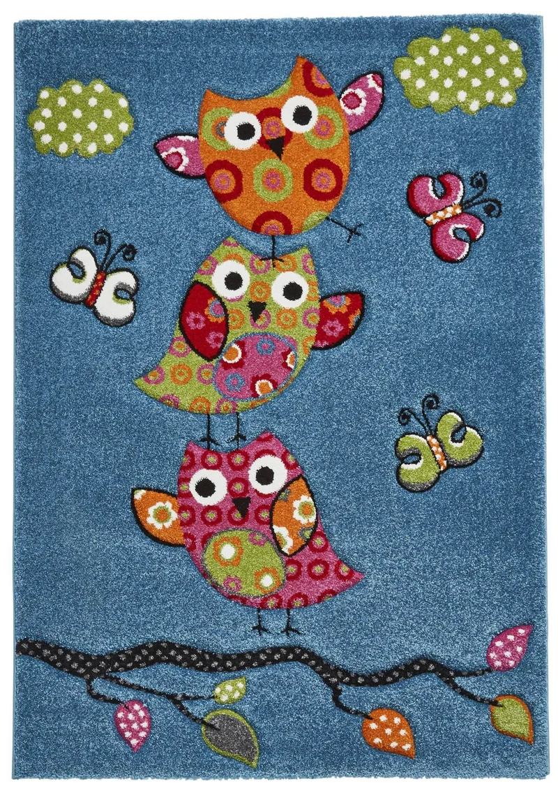 Tapis de Chambre Bleu pour Enfant Hiboux Brooklyn Kids 793