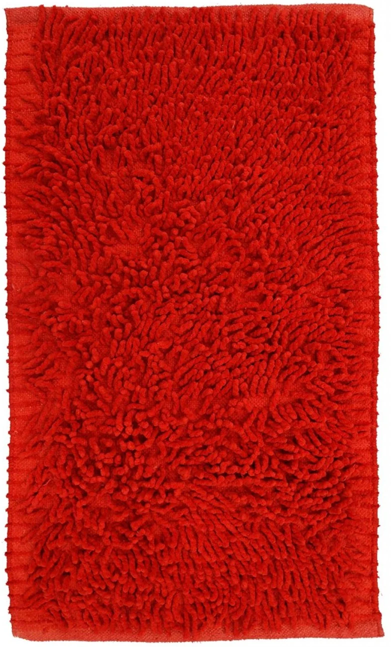 Tapis de Bain Rouge en Coton Shaggy CURLYA