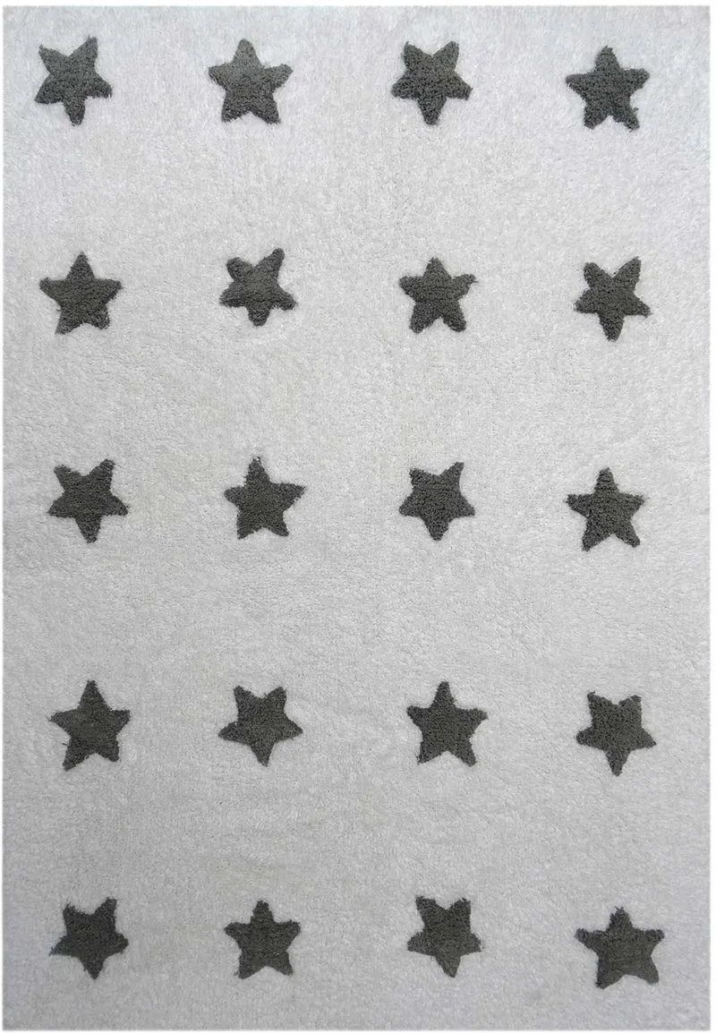 Tapis de Chambre Blanc en coton pour enfant ETOILE
