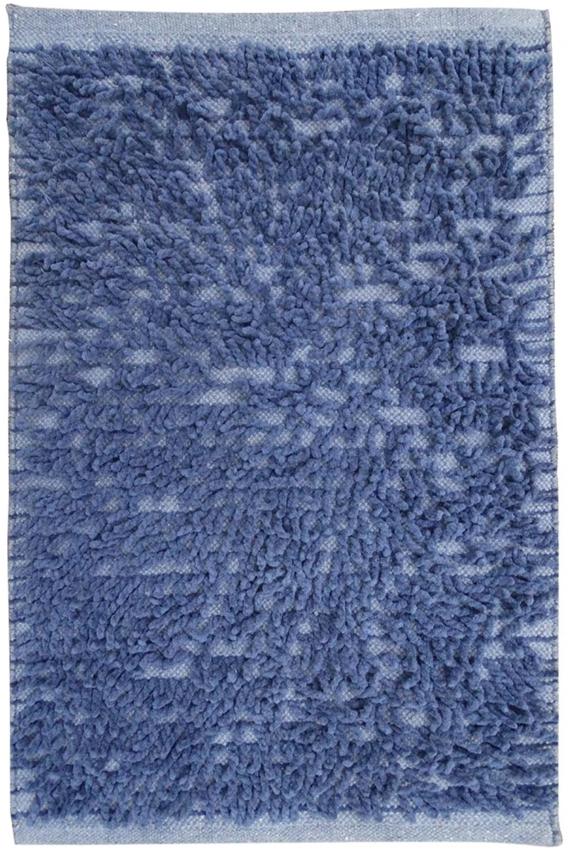 Tapis de Bain Bleu en Coton Shaggy CURLYA