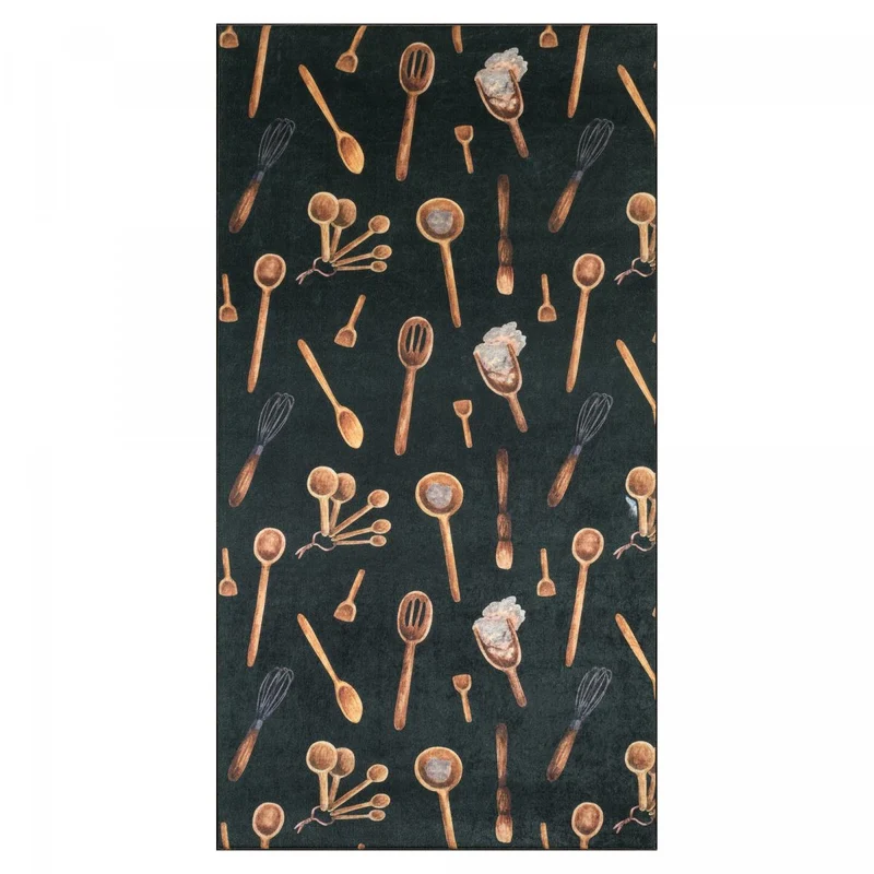 Tapis de Cuisine Noir Kilim Imprimé 8 80x150 cm – Royaume du Tapis