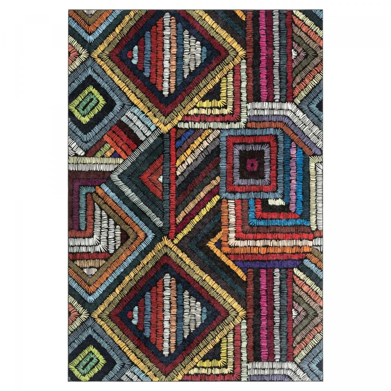 Tapis de Salon Multicolore Kilim Imprimé 120x160 cm – Royaume du Tapis