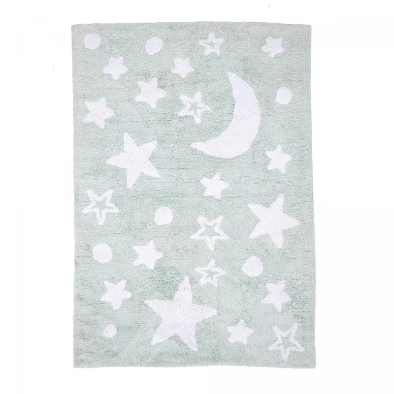 Tapis Enfant Vert Good Night en Coton Bio 120x170 cm – Royaume du Tapis