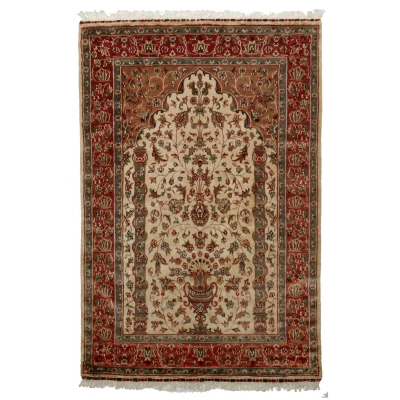 Tapis d'Orient Beige en Soie 125x185 cm (Réf. 1069) – Royaume du Tapis