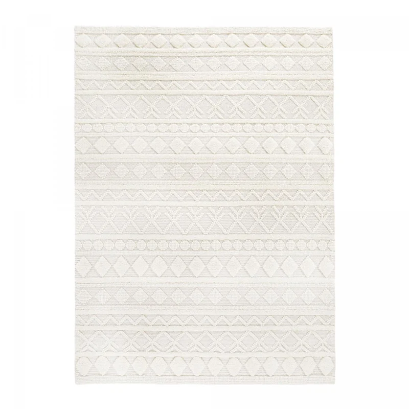 Tapis Crème en Laine Relief 130x190 cm – Royaume du Tapis
