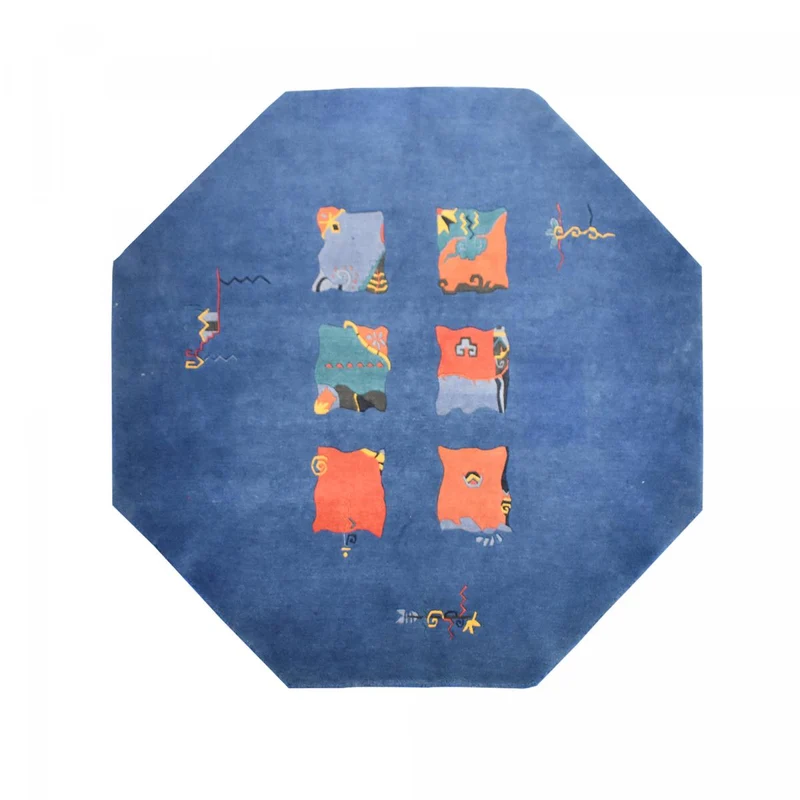 Tapis Bleu en Laine 153x153 cm – Royaume du Tapis