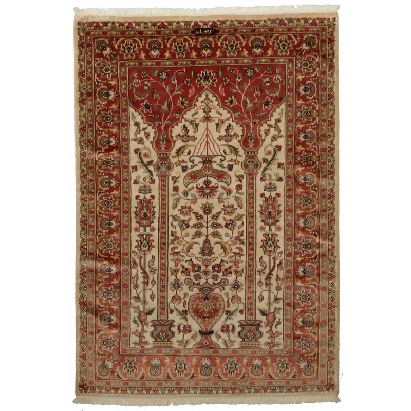 Tapis d'Orient Beige en Soie 125x185 cm (Réf. 1074) – Royaume du Tapis