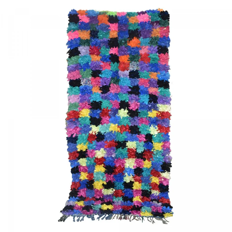Tapis Boucharouite Multicolore en Tissu Recyclé 100x215 cm – Royaume du Tapis