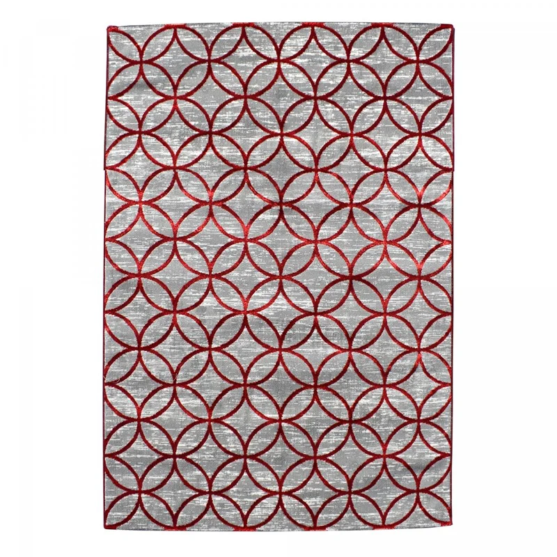 Tapis Rouge et Gris en Polyester 160x230 cm – Royaume du Tapis