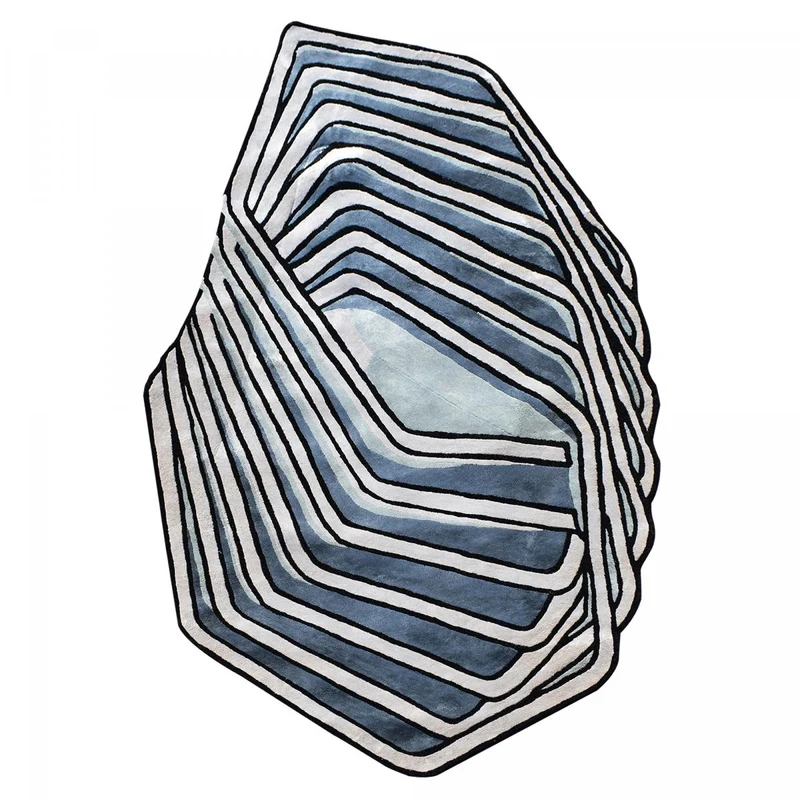 Tapis Bleu Forme Originale Clip Art en Laine 160x230 cm – Royaume du Tapis