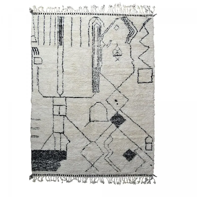Tapis Beni Ouarain Crème en Laine 250x350 cm – Royaume du Tapis
