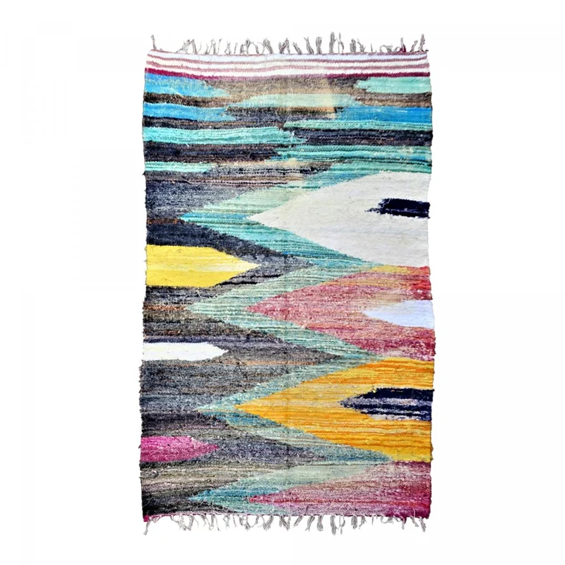 Tapis Kilim Boucharouette Multicolore en Coton 150x250 cm – Royaume du Tapis
