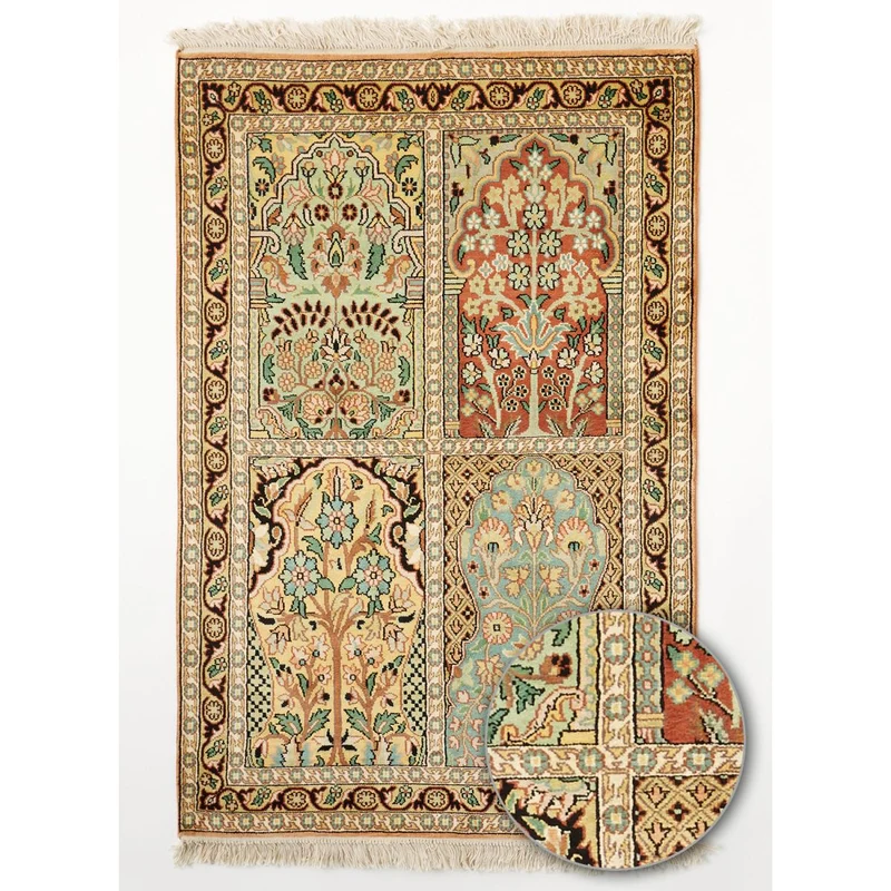 Tapis d'Orient Beige en Rayonne 75x130 cm – Royaume du Tapis
