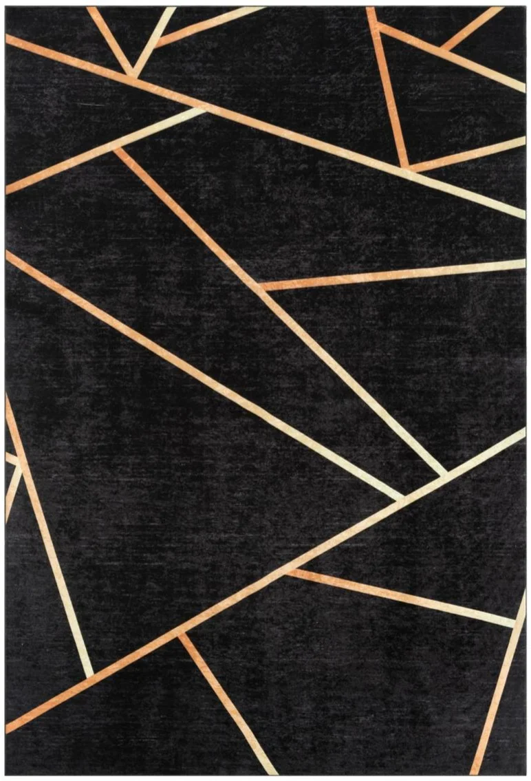 Tapis de Salon Noir Kilim Imprimé 80x150 cm – Royaume du Tapis